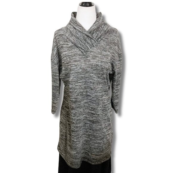 PAPA Heathered charcoal light grey cowl turtleneck top NWT MEDIUM LARGE sweater - Picture 1 of 14